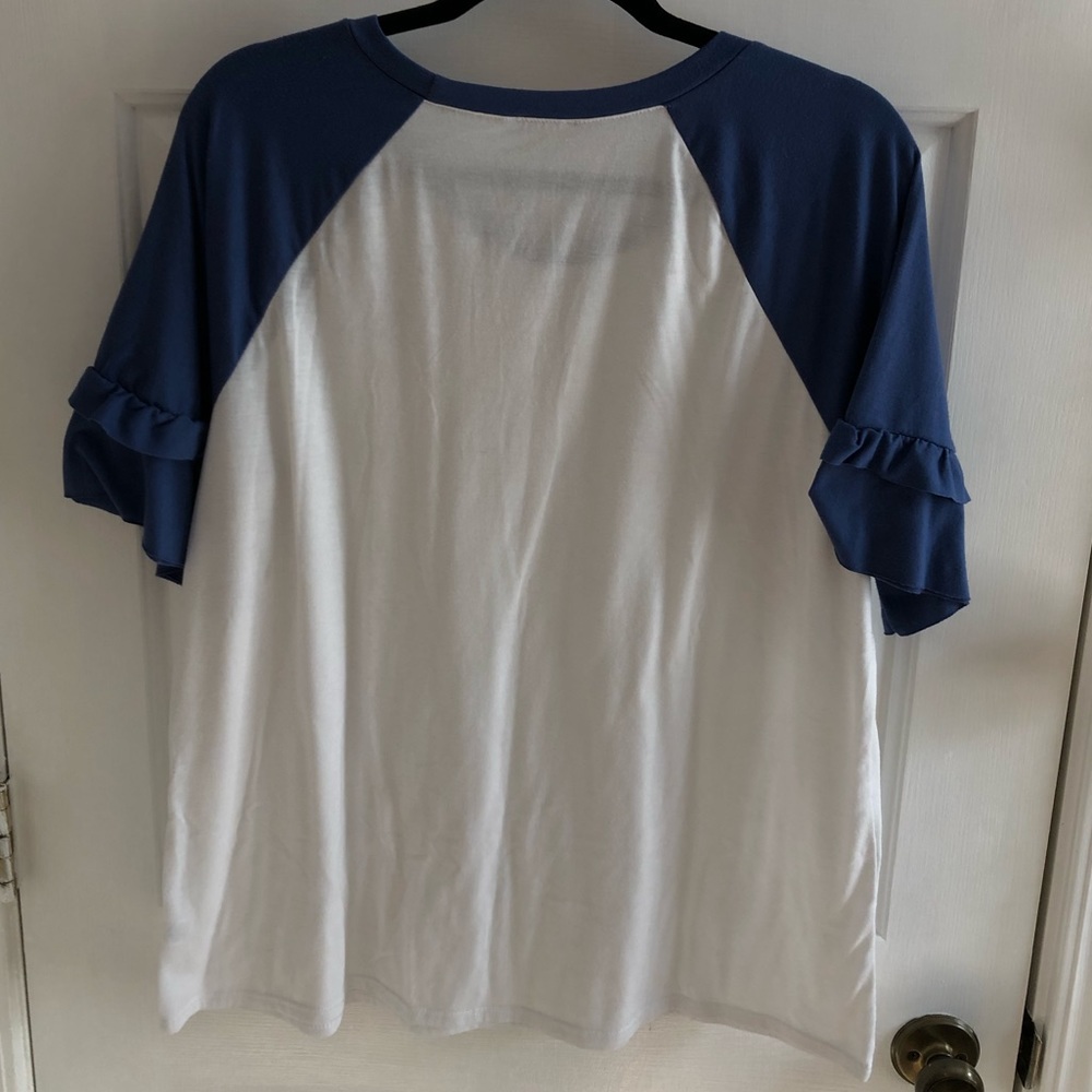 Charming Charlie Ruffled Sleeve Baseball Tee - Picture 2 of 3